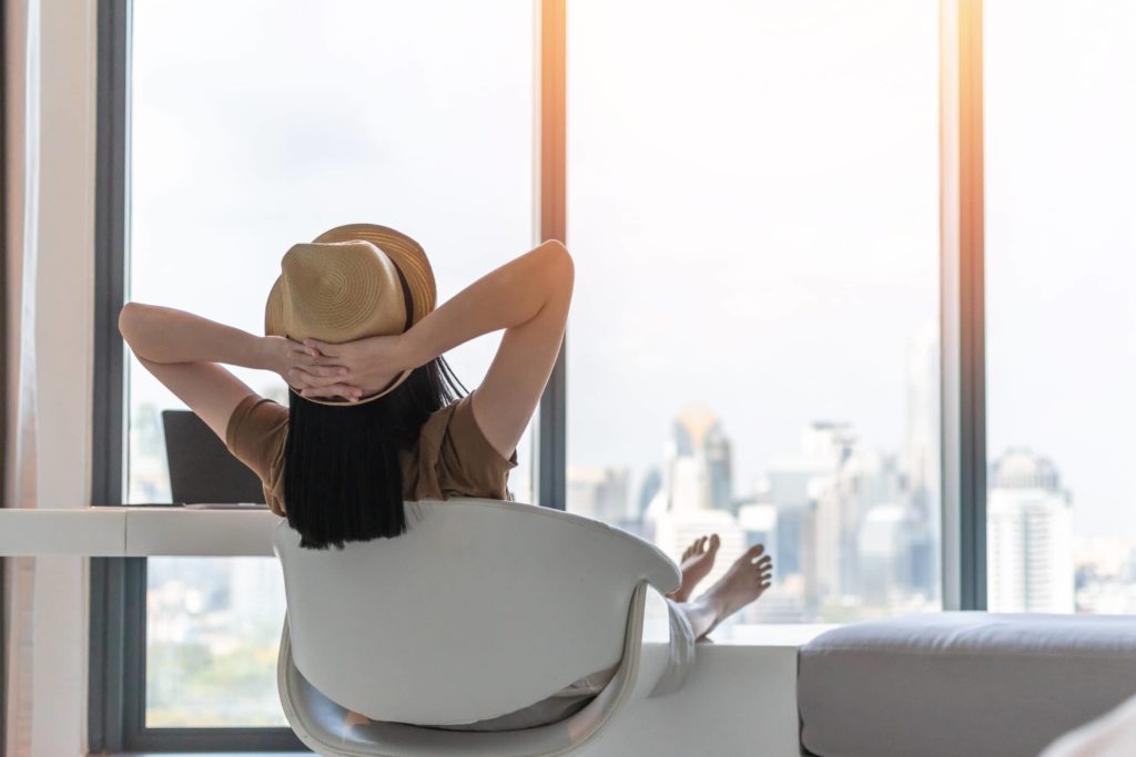 Woman on holiday enjoying a break