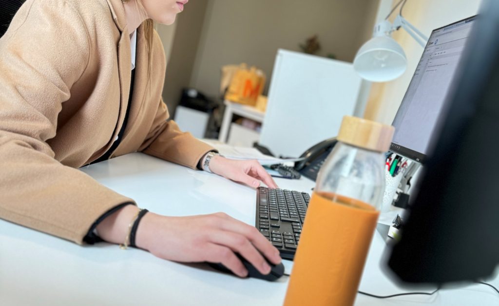 Woman working on a computer